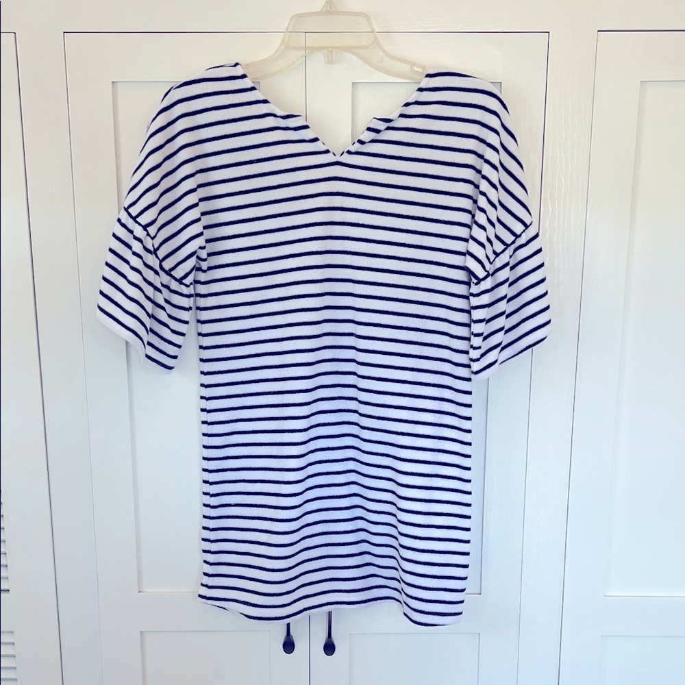 Janie and Jack Navy and White Striped V-Neck Coverup